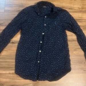 Ralph Lauren Men's Dark Blue Patterned Shirt